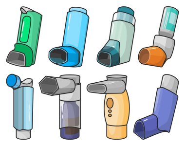 Inhaler vector color set icon. Vector illustration inhalator of spray on white background. Isolated color set icons inhaler. clipart