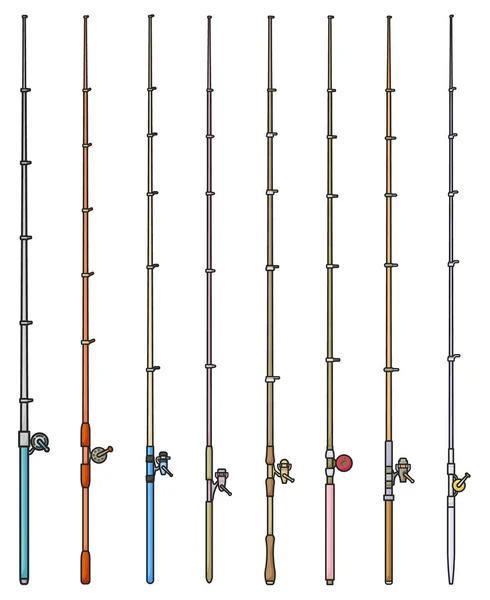 Fishing Rod Vector Color Set Icon Vector Illustration Float Bobber — Stock Vector