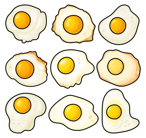 Ovo Frito Ícone Conjunto Cores Isolado Conjunto Ícones Cor Vetorial —  Vetores de Stock
