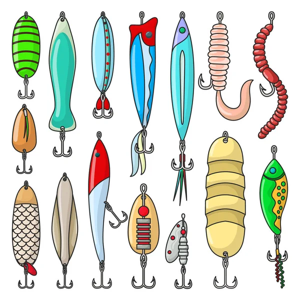 Tackle Bait Vector Color Icon Isolated Color Set Icons Crankbait — Stock Vector