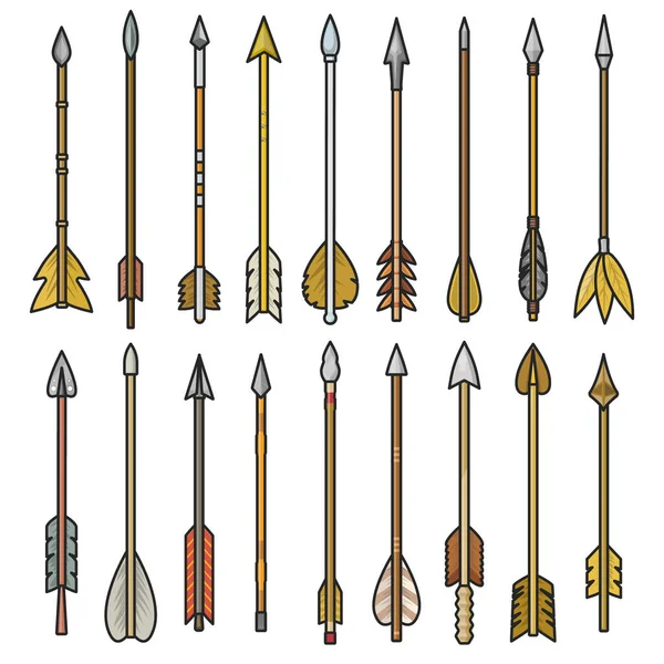 Pfeilvektorfarbenes Symbol Isolated Color Set Symbole Waffen Vector Illustration Pfeil — Stockvektor