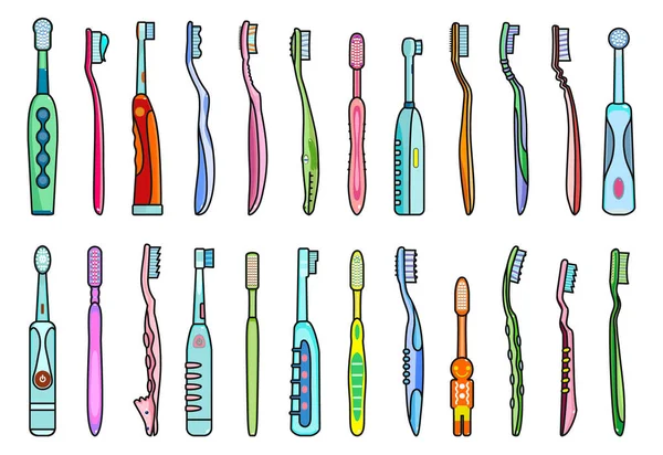 Toothbrush Color Vector Illustration White Background Dental Brush Set Icon — Stock Vector