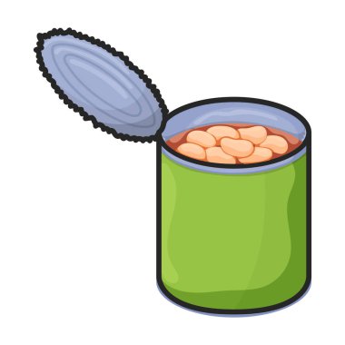 Fasulye vektörü simgesi konservesi. Beyaz arkaplan konservesinde izole edilmiş renk vektörü logosu. .