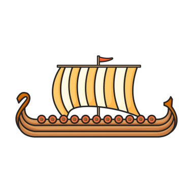 Gemi Viking vektör simgesi. Beyaz arkaplan viking gemisinde renk vektör logosu izole edildi.