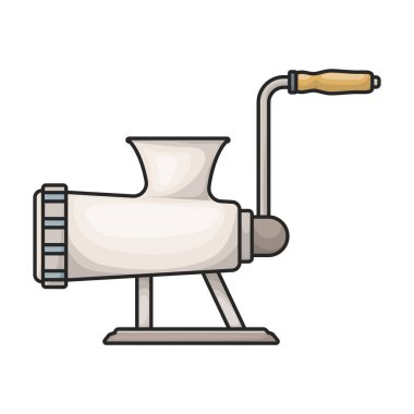 Öğütücü et vektör simgesi. Renkli vektör logosu beyaz arkaplan öğütücüsünde izole edildi.