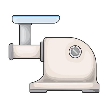 Öğütücü et vektör simgesi. Renkli vektör logosu beyaz arkaplan öğütücüsünde izole edildi.