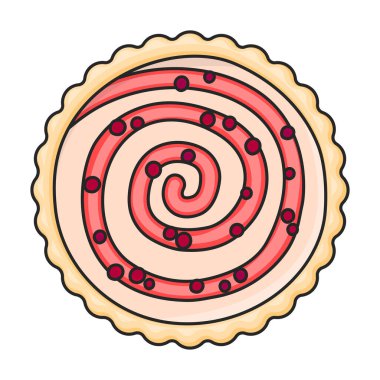 Pasta üst görünüm vektör simgesi. Renk vektörü logosu beyaz arkaplan pasta üstü görünümünde izole edildi.