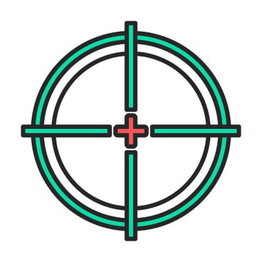 Keskin nişancı görüşü ikonu. Beyaz arka plan nişancı görüşünde renk vektör logosu izole edildi..