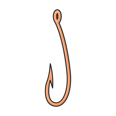 Balık kancası vektör simgesi. Çizgi film vektör logosu beyaz arka plan balık kancasına izole edilmiş..