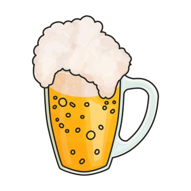 Bira cam vektör simgesi. Renkli vektör logosu beyaz arka plan bira bardağında izole edilmiş..