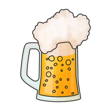 Bira cam vektör simgesi. Renkli vektör logosu beyaz arka plan bira bardağında izole edilmiş..