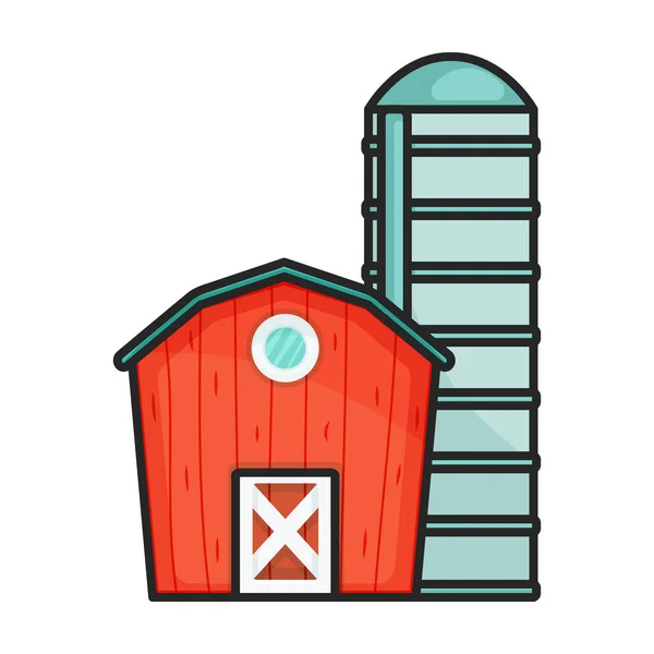 Barn Vetor Icon Color Logotipo Vetor Isolado Celeiro Fundo Branco — Vetor de Stock