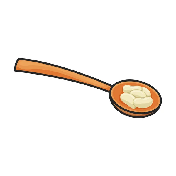 豆角图标的汤匙 在豆角白色背景汤匙上分离的颜色向量标识 — 图库矢量图片