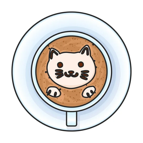 Cute Cat Working On Laptop With Coffee Cup Cartoon Vector Icon