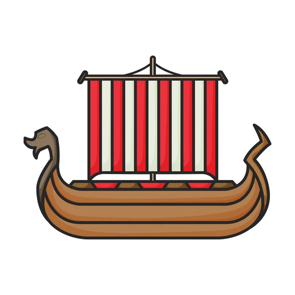 Loď Viking Vektorové Ikony Barva Vektorové Logo Izolované Bílém Pozadí — Stockový vektor