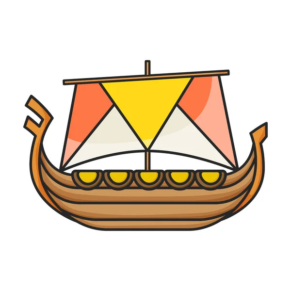 Ikona Wektora Statku Viking Logo Wektora Koloru Izolowane Białym Tle — Wektor stockowy