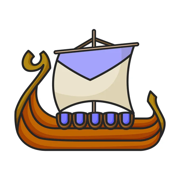 Корабль Викингов Векторный Значок Цветной Вектор Логотип Изолирован Белом Фоне — стоковый вектор