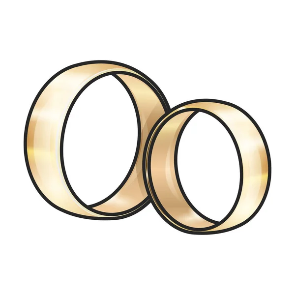 婚戒矢量图标 白色背景结婚戒指上孤立的彩色矢量标识 — 图库矢量图片