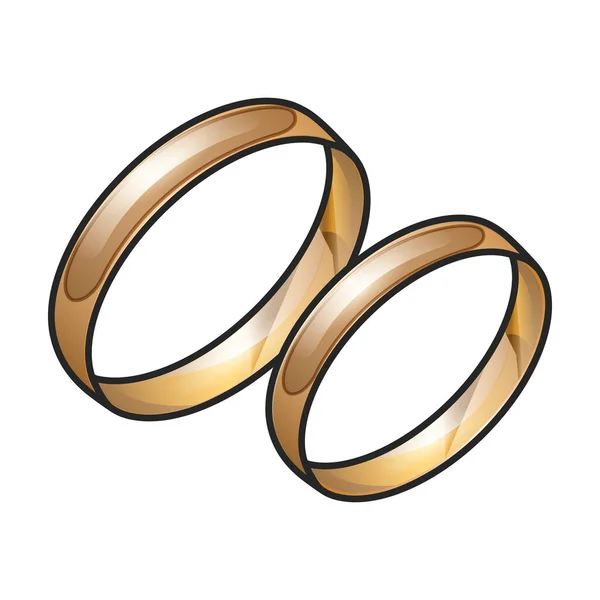 結婚指輪ベクターのアイコン 白い背景の結婚指輪で隔離された色ベクターのロゴ — ストックベクタ