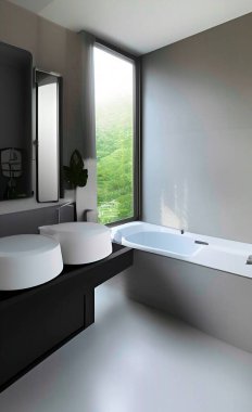 Black and white luxury bathroom, relax and clean bathroom renovation design