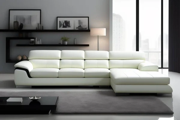 Canapé Design Blanc Moderne Look Luxueux — Photo