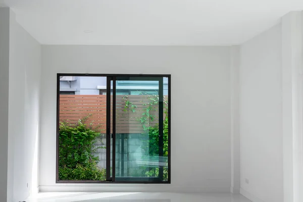 Stock image glass doors inside the house.