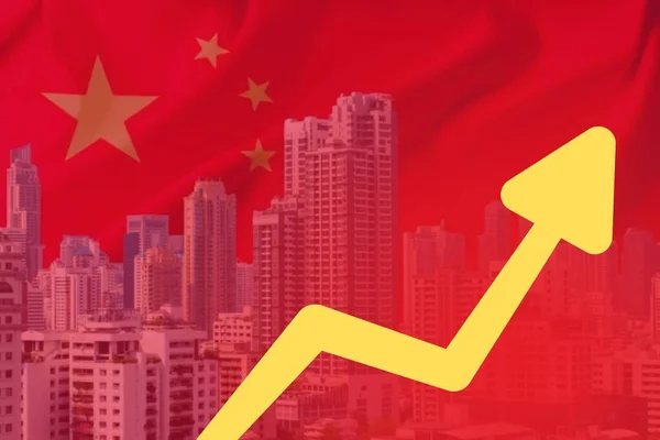 China Business Arrow Upand Gráfico Mercado Acciones Financieras Inmobiliarias China — Foto de Stock