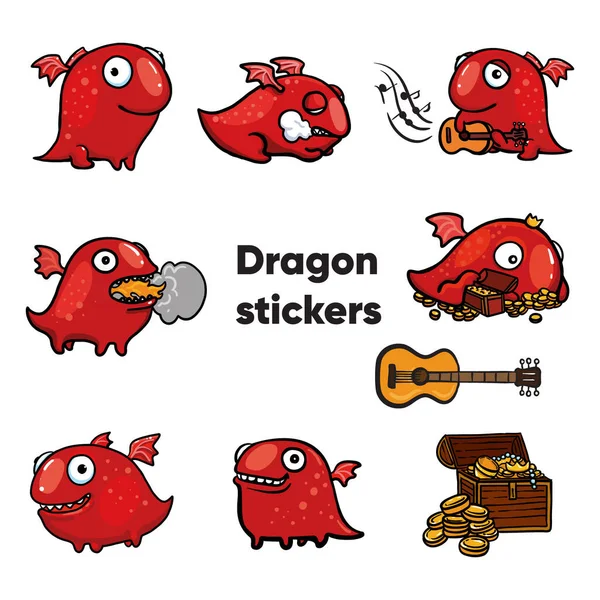 Pegatinas Vector Color Dragones — Archivo Imágenes Vectoriales