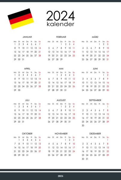 2024 Календар Організатор Щорічного Планування Кожен День Неділю Починається Тиждень — стоковий вектор