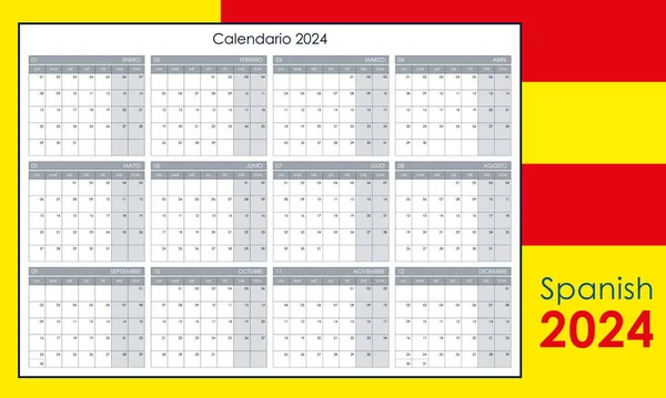 2024 Календар Організатор Щорічного Планування Кожен День Тиждень Починається Понеділок — стоковий вектор