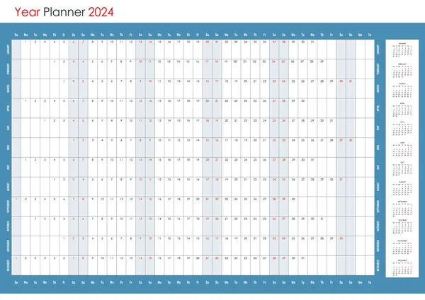 Календарь Планирования 2024 Год Настенный Организатор Искушающий Одна Страница Набор — стоковый вектор