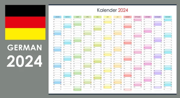 Kalendarz Planowania Rok 2024 Organizator Ścian Roczny Szablon Jedna Strona — Wektor stockowy