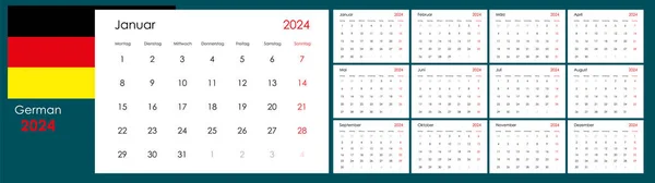 Calendrier Des Planificateurs Pour 2024 Organisateur Mural Modèle Annuel Une — Image vectorielle