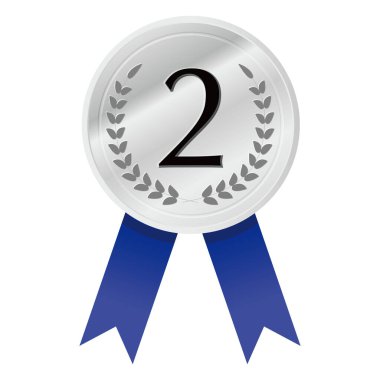 Mavi kurdeleli ikincilik madalyasının resmi.