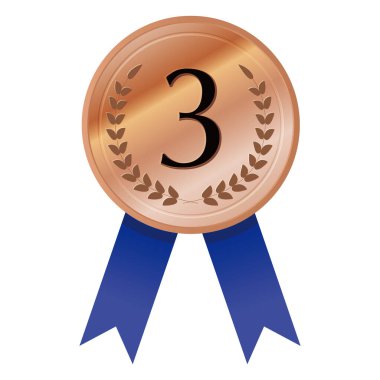 Üçüncü sırada mavi kurdeleli bronz madalya..