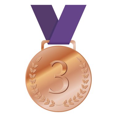 Üçüncü sırada defne ile bronz madalya.