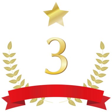 Yıldızlı, altın madalyalı ve kırmızı kurdeleli üçüncülük.