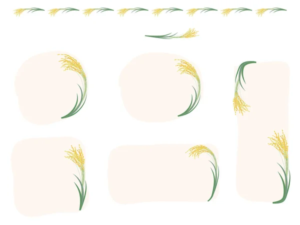 Vektorillustration Von Linealen Und Gerahmten Ähren Aus Reis — Stockvektor