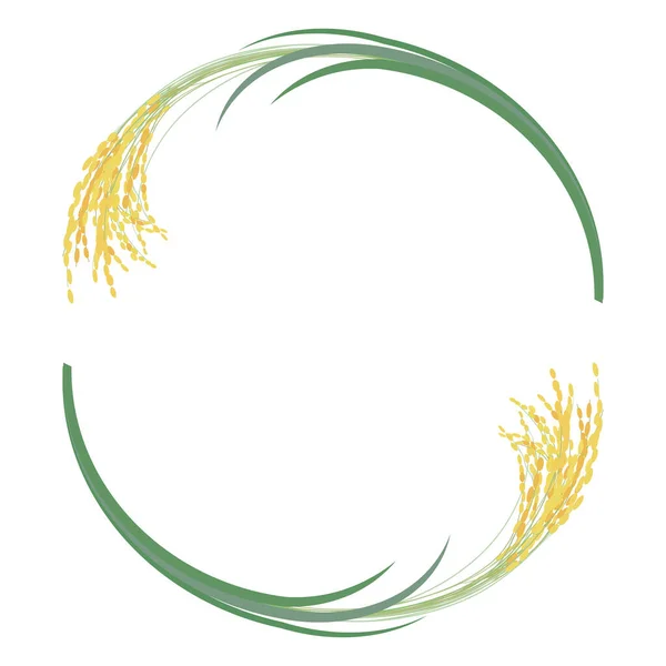 两穗水稻圆形框架的矢量图解 — 图库矢量图片