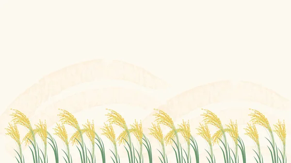 並んで並べられた稲穂の背景イラスト — ストックベクタ
