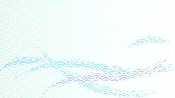 日本の波模様と筆致を組み合わせた横型の背景イラスト — ストックベクタ