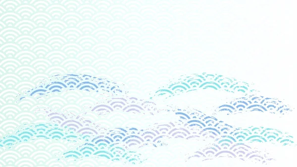 波型と波型ブラシストロークを組み合わせた横型の背景イラスト — ストックベクタ