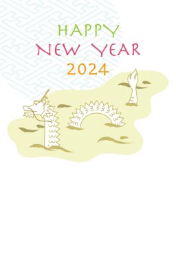 Büyük bir nehirde yüzen bir ejderhanın yeni yıl resmi..