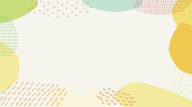 Yeşil ve sarı sıvı şekilli çerçeve çizimi ve çizgi çizimleri.