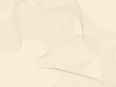 Bej arkaplan, soyut kahverengi dalgalı çizgiler.