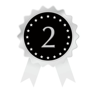 Kurdeleli parlak gümüş madalyanın ikon çizimi.