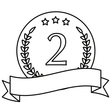 Bir kurdeleyle ikincilik madalyası çizen bir çizginin simgesi.