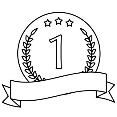 Birincilik madalyasını kurdeleyle çizen bir çizginin simgesi.