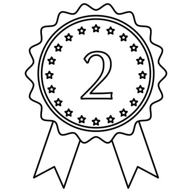 Bir kurdeleyle ikincilik madalyası çizen bir çizginin simgesi.