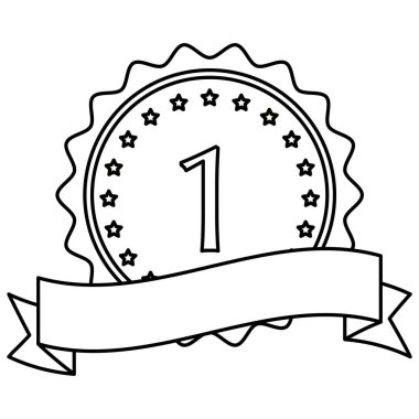 Birincilik madalyasını kurdeleyle çizen bir çizginin simgesi.